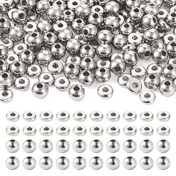 

PandaHall 200Pcs 2 Styles 304 Stainless Steel Spacer Beads, Solid Round & Flat Round, Stainless Steel Color, 6x6mm, Hole: 2mm, 100pcs/style...