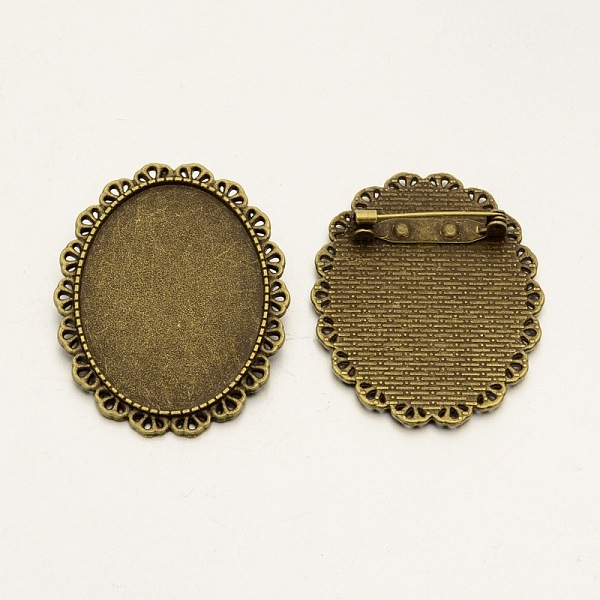 

PandaHall Vintage Alloy Brooch Cabochon Bezel Settings, with Iron Pin Brooch Back Bar Findings, Oval, Cadmium Free & Nickel Free & Lead Free...