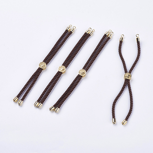 

PandaHall Nylon Twisted Cord Bracelet Making, Slider Bracelet Making, with Brass Findings, Cadmium Free & Lead Free, Long-Lasting Plated..., Brown