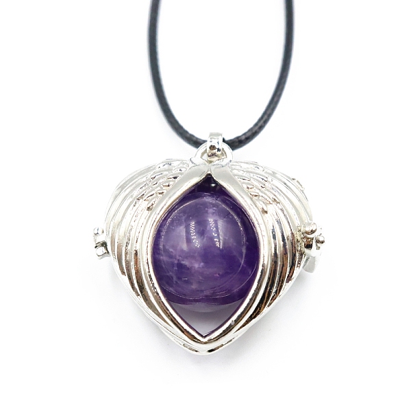 Natural Amethyst Cage Pendant Necklaces