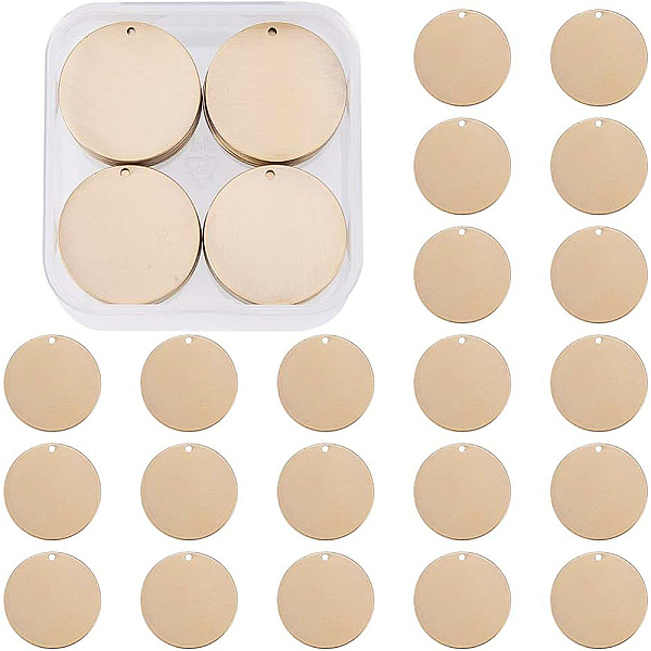 

PandaHall BENECREAT 30 PCS Flat Round Shape Brass Blank Pendants Stamping Blanks for Bracelet Earring Pendant Charms Dog Tags - 25mm in...