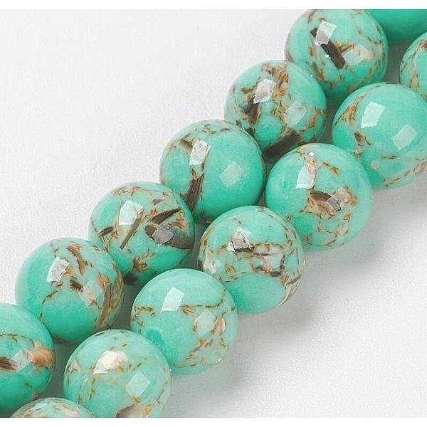 

PandaHall Sea Shell and Synthetic Turquoise Assembled Beads Strands, Round, Medium Turquoise, 8~9mm, Hole: 1.2mm, about 49~50pcs/strand..., Cyan