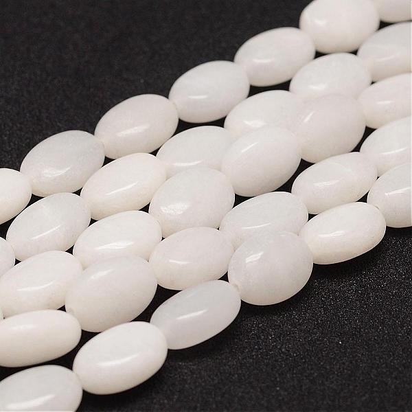 

PandaHall Natural White Jade Bead Strands, Oval, 14x10x7mm, Hole: 1mm, about 28pcs/strand, 15.5 inch White Jade Oval White