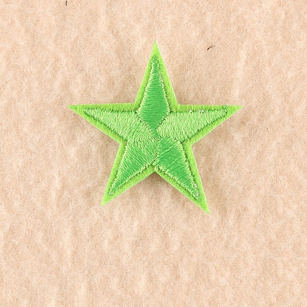 PandaHall Computerized Embroidery Cloth Iron on/Sew on Patches, Costume Accessories, Appliques, Star, Lime, 3x3cm Cloth Star Green
