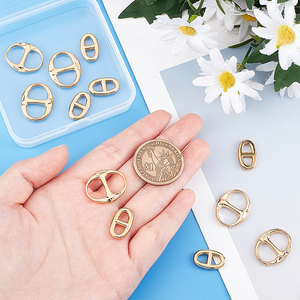 

PandaHall DICOSMETIC 12Pcs 2 Styles Oval Stainless Steel Links Connectors Golden Closed Clasp Links Geometric Linking Ring Connector DIY...