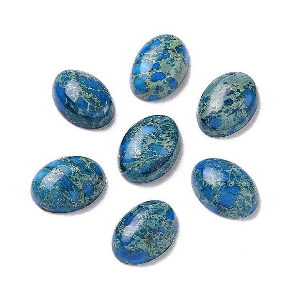 

PandaHall Natural Imperial Jasper, Dyed, Oval, Marine Blue, 14x10x5~5.5mm Imperial Jasper Oval