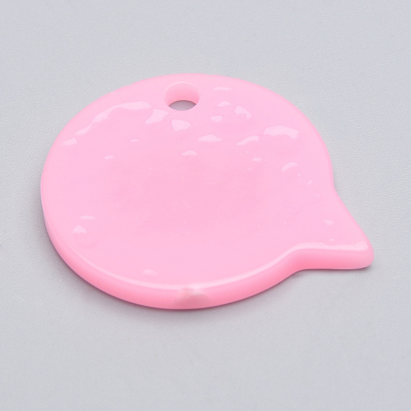 

PandaHall Resin Pendants, Chat Bubbles with Word Hi, Pearl Pink, 25.5x32x3mm, Hole: 3mm Resin Word Pink