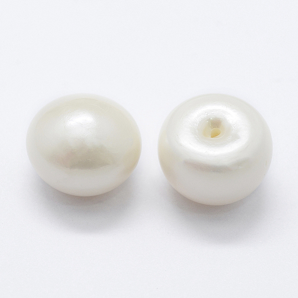 

PandaHall Natural Cultured Freshwater Pearl Beads, Grade 3A, Half Drilled, Rondelle, Floral White, 12.5~14x10mm, Hole: 0.8mm, about...