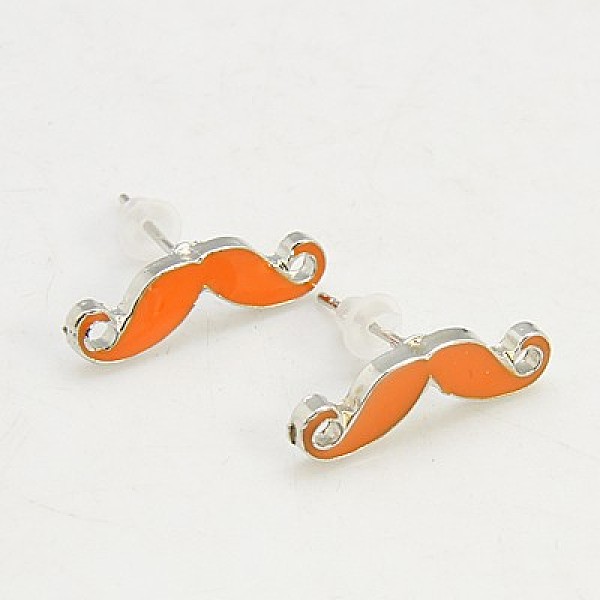 

PandaHall Fashion Moustache Ear Studs, Alloy Enamel Earrings, with Iron Pins and Plastic Ear Nuts, Platinum Metal Color, Dark Orange, about...