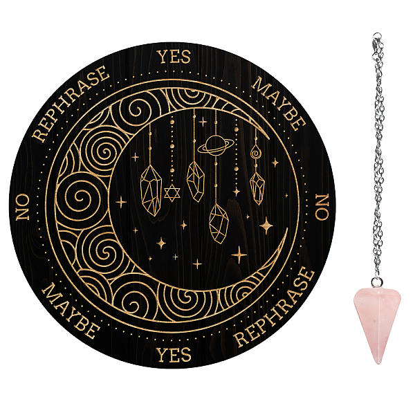 PandaHall AHADEMAKER 1Pc Cone/Spike/Pendulum Natural Rose Quartz Stone Pendants, 1Pc 304 Stainless Steel Cable Chain Necklaces, 1Pc PVC...