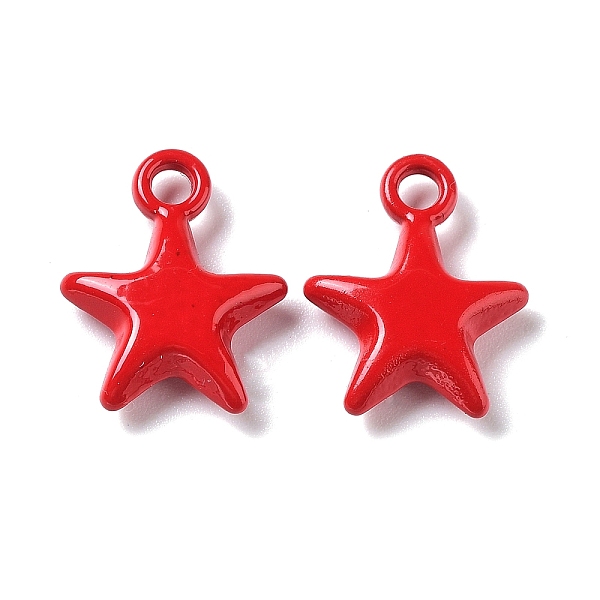 

PandaHall Alloy Pendant, Spray Paint, Star, Crimson, 14x11x3.5mm, Hole: 1.8mm Alloy Star Pink