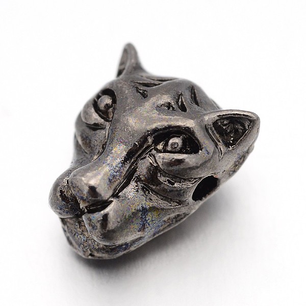 

PandaHall Tibetan Style Alloy Leopard Head Beads, Gunmetal, 12x14x8.5mm, Hole: 2mm Alloy Leopard