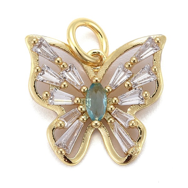 

PandaHall Brass Micro Pave Cubic Zirconia Pendants, Long-Lasting Plated, Real 18K Gold Plated, Butterfly, Mixed Color, 15x16x3mm, Hole: 4mm..., Multicolor