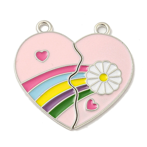 

PandaHall Alloy Enamel Split Pendants, Cadmium Free & Lead Free, Platinum, Heart, Flower, 33x34x1.2mm, Hole: 2.2mm Alloy+Enamel Flower