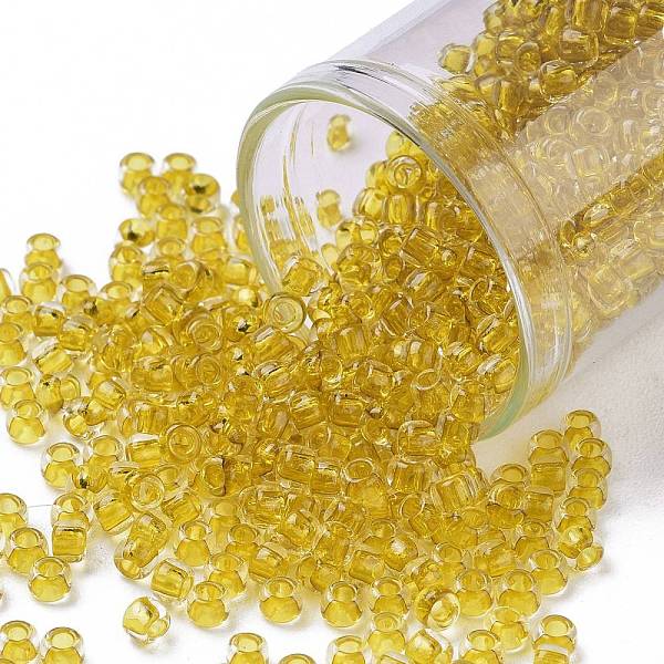 

PandaHall TOHO Round Seed Beads, Japanese Seed Beads, (2151) Inside Color Crystal Yellow, 8/0, 3mm, Hole: 1mm, about 1111pcs/50g Glass...
