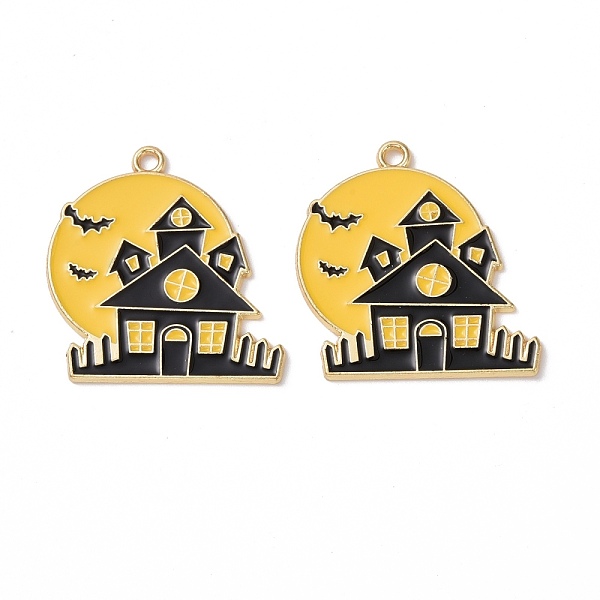 

PandaHall Halloween Theme Alloy Enamel Pendants, Light Gold, Haunted House, Black, 30x29.5x1mm, Hole: 2mm Alloy+Enamel Others Black