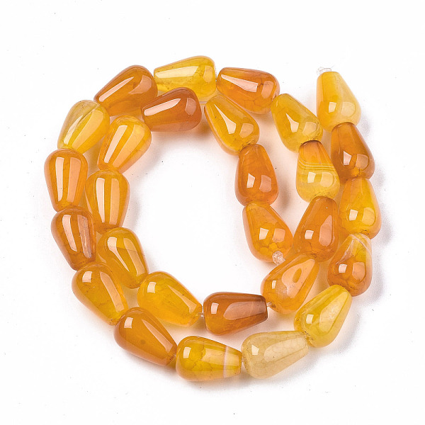 

PandaHall Natural Crackle Agate Beads Strands, Dyed & Heated, Teardrop, Gold, 14x10mm, Hole: 1mm, about 28pcs/strand, 15.35 inch(39cm)...