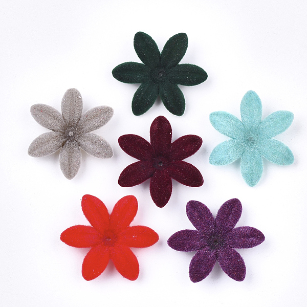 

PandaHall Flocky Acrylic Bead Caps, 6-Petal, Flower, Mixed Color, 34x30x7mm, Hole: 1.5mm Acrylic Multicolor