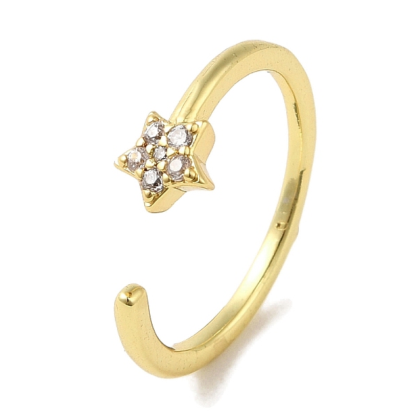 

PandaHall Rack Plating Brass Micro Pave Cubic Zirconia Cuff Rings, Long-Lasting Plated, Lead Free & Cadmium Free, Clear, Adjustable...