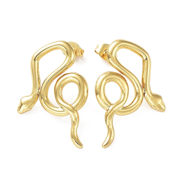 

PandaHall 304 Stainless Steel Stud Earring, Garden Reptile Serpentine Snake Earring for Women, Real 18K Gold Plated, 30x20mm 304 Stainless...