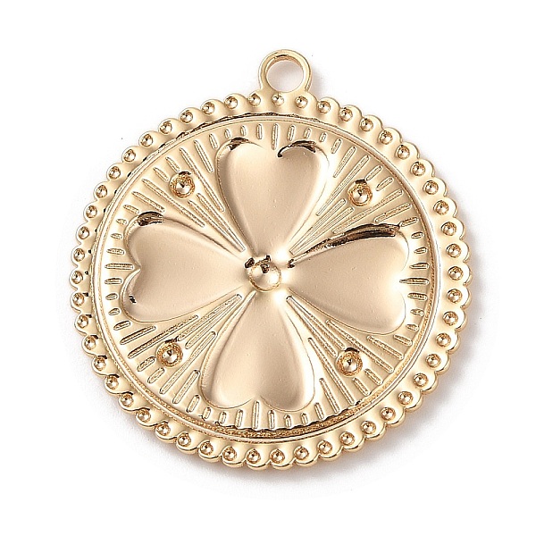 

PandaHall Brass Pendants, Flat Round with Clover Pattern, Real 18K Gold Plated, 33.5x30.5x1.5mm, Hole: 2.8mm Brass Flat Round