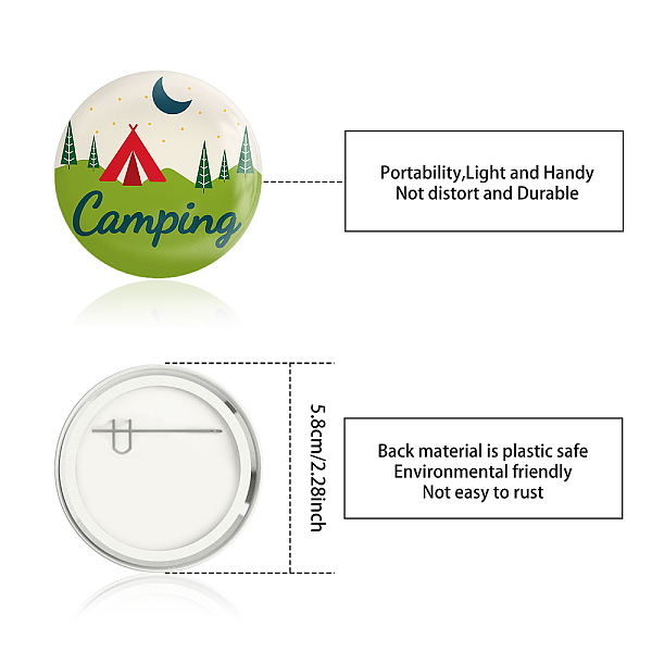 

PandaHall Tinplate Brooch, with Plastic Bottom & Iron Pin, Flat Round, Colorful, Tree Pattern, 58x4mm, 9pcs/set Tinplate Tree Green