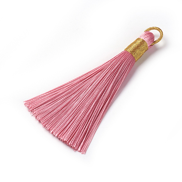 

PandaHall Polyester Tassel Pendants, Pale Violet Red, 80~83x7~8mm, Hole: 5~7mm Polyester Pink