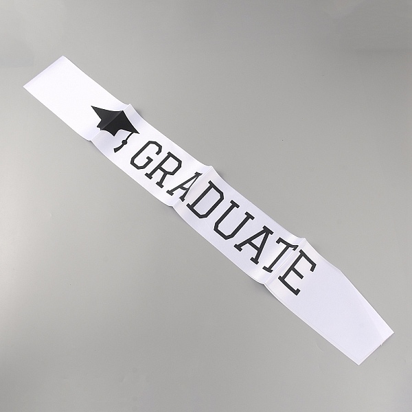 

PandaHall Polyester Shoulder Straps, Etiquette Belt, Satin Sash for Graduation Ceremony Gown Accessories, White, 1560x95x0.1mm Polyester...