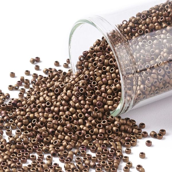

PandaHall TOHO Round Seed Beads, Japanese Seed Beads, (618) Opaque Frosted Pastel Mudbrick, 15/0, 1.5mm, Hole: 0.7mm, about 3000pcs/bottle..., Brown