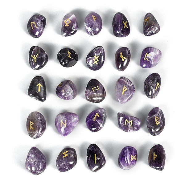 Natürliche Amethyst Runensteine