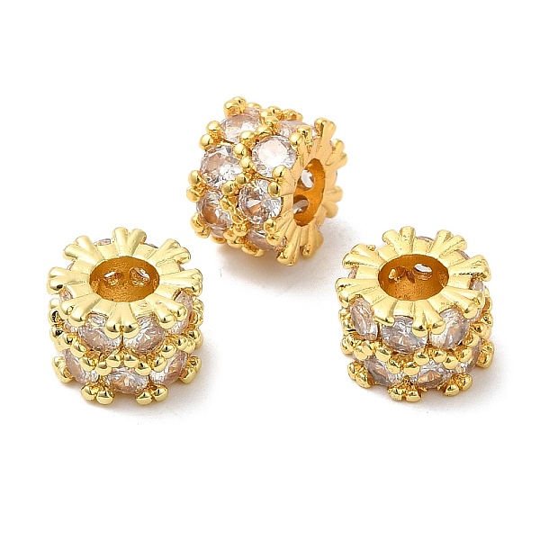 

PandaHall Rack Plating Brass Cubic Zirconia European Beads, Large Hole Beads, Cadmium Free & Lead Free, Long-Lasting Plated, Column, Golden...