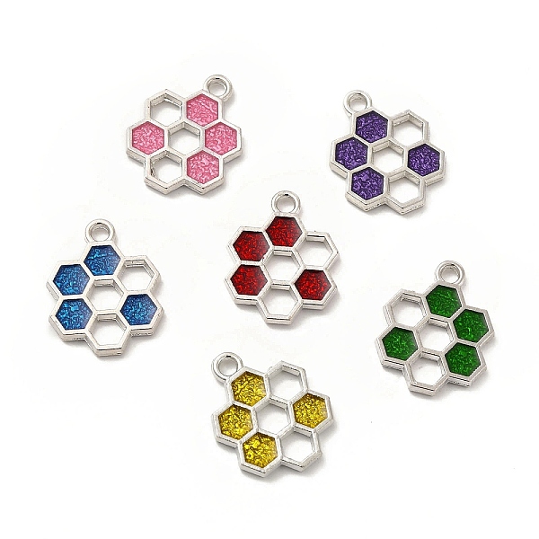 

PandaHall Alloy Enamel Pendants, Honeycomb Charm, Platinum, Mixed Color, 19x15x1.5mm, Hole: 2mm Alloy+Enamel Hexagon Multicolor