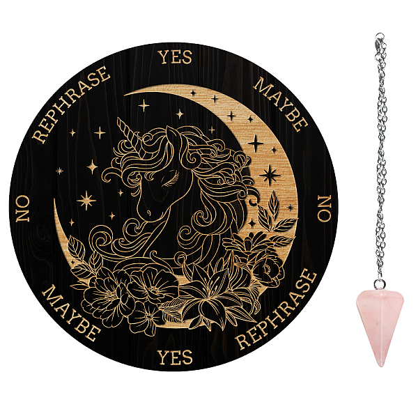 

PandaHall AHADERMAKER Custom PVC Plastic Pendulum Board, with Natural Rose Quartz Stone Pendants, and 304 Stainless Steel Cable Chain...