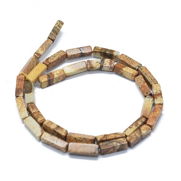 

PandaHall Natural Picture Jasper Beads Strands, Cuboid, 12.5~13.5x3~5x3~4.5mm, Hole: 1mm, about 30~32pcs/strand, 15.1~15.9 inch(38.5~40.5cm)...