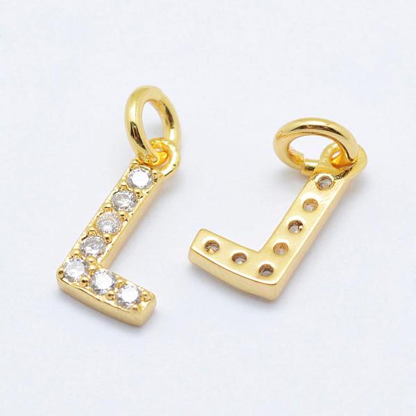 

PandaHall Brass Micro Pave Grade AAA Cubic Zirconia Charms, Letter L, Cadmium Free & Nickel Free & Lead Free, Real 18K Gold Plated..., Clear