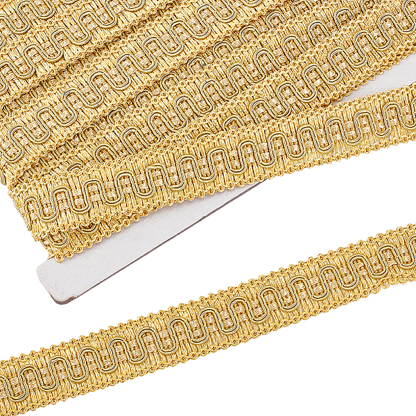 

PandaHall FINGERINSPIRE 12.6 Yards 7/8" Wide Vintage Braid Trim Golden Sewing Polyester Fabric Trim Gimp Braid Trim Upholstery Trim for DIY..., Gold