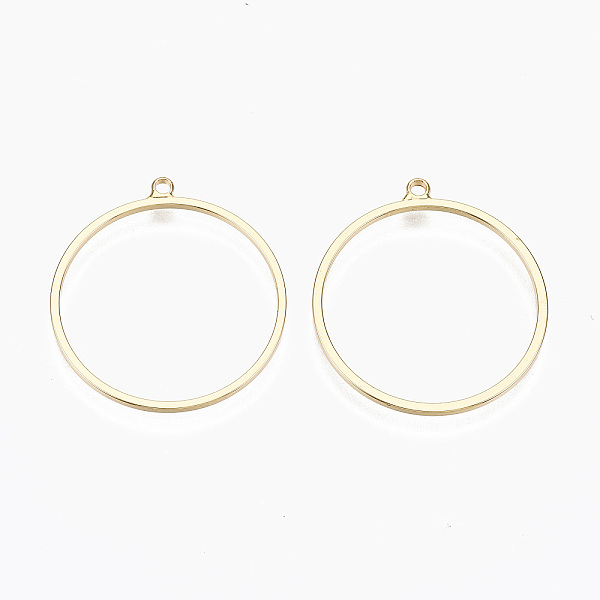 

PandaHall Brass Pendants, Nickel Free, Ring, Real 18K Gold Plated, 28x25x1mm, Hole: 1.6mm Brass Ring