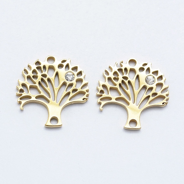 

PandaHall 316 Surgical Stainless Steel Micro Pave Cubic Zirconia Links connectors, Tree, Clear, Golden, 15x15x2mm, Hole: 1mm 316 Surgical...