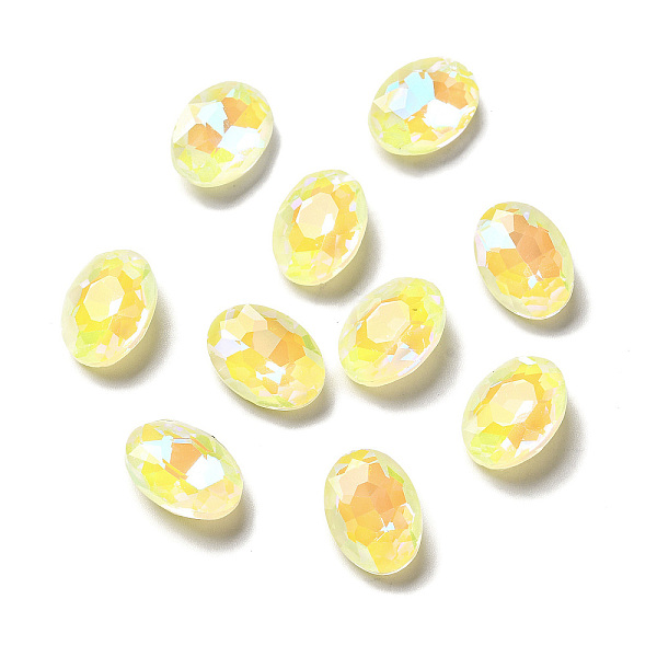 

PandaHall Mocha Fluorescent Style Glass Rhinestone Cabochons, Flat Back, Oval, Light Topaz, 14x10x5mm Glass Rhinestone Oval Yellow