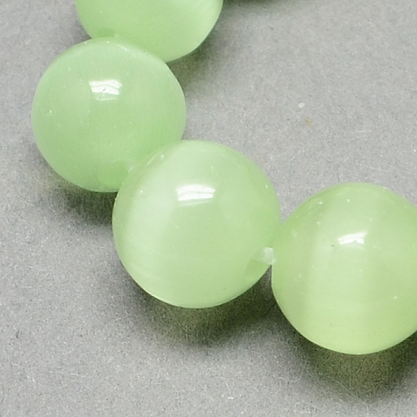 

PandaHall Cat Eye Beads Strands, Round, Pale Green, 12mm, Hole: 1.5mm, about 33pcs/strand, 14.5 inch Glass Round Green