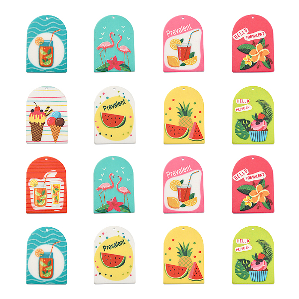 

PandaHall 18Pcs 9 Style Summer Theme Opaque Acrylic Pendants, Arch with Mixed Pattern, Mixed Color, 39x26.5x2.5mm, Hole: 1.5mm, 2pcs/style..., Multicolor