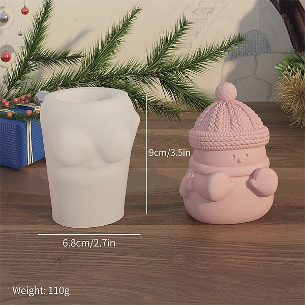 

PandaHall Christmas Snowman DIY Food Grade Silicone Statue Candle Molds, Aromatherapy Candle Moulds, Portrait Sculpture Scented Candle..., White