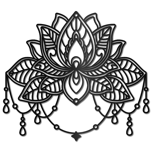 

PandaHall Iron Wall Signs, Metal Art Wall Decoration, for Living Room, Home, Office, Garden, Kitchen, Hotel, Balcony, Lotus Pattern..., Black