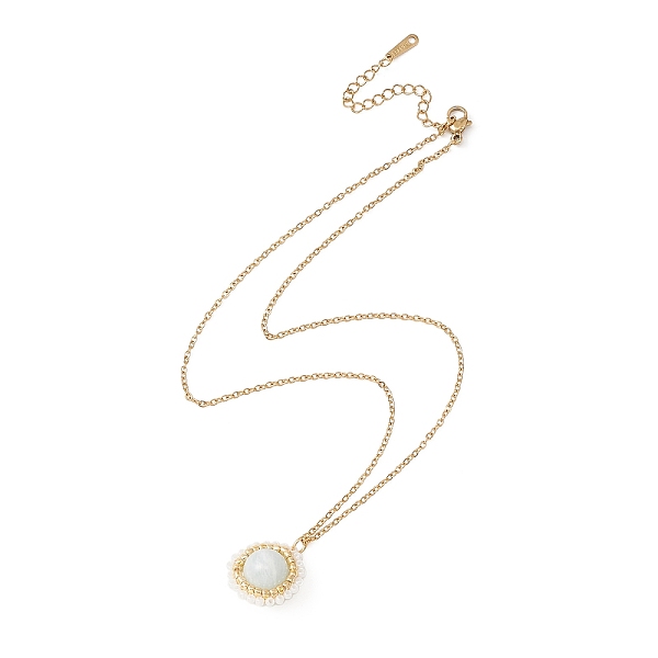 

PandaHall Natural Aquamarine & Seed Flower Pendant Necklace, 15.59~15.71 inch(39.6~39.9cm) Aquamarine