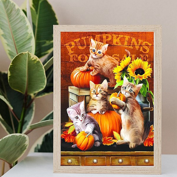 

PandaHall Halloween DIY Diamond Painting Kit, Including Acrylic Rhinestones Bag, Diamond Sticky Pen, Tray Plate, Glue Clay and Canvas, Cat...