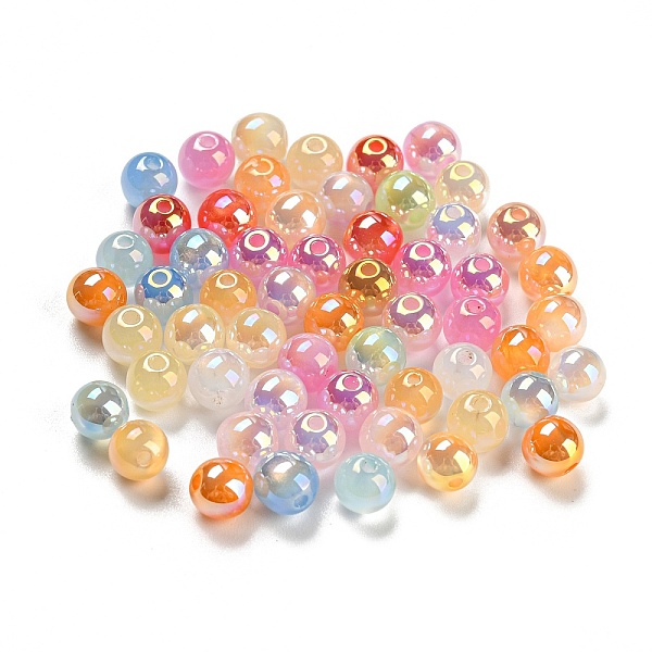 

PandaHall UV Plating Iridescent Opaque Acrylic Beads, Round, Mixed Color, 6mm, Hole: 1.5mm Acrylic Round Multicolor