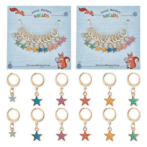 

PandaHall Alloy Enamel Star Pendant Locking Stitch Markers, 304 Stainless Steel Claw Clasp Stitch Marker, Mixed Color, 2.5~2.8cm, 2pcs/style..., Multicolor