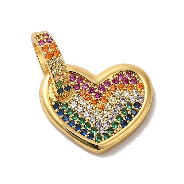 

PandaHall Rack Plating Brass Micro Pave Cubic Zirconia Pendants, Long-Lasting Plated, Lead Free & Cadmium Free, Colorful Heart Charm, Real...