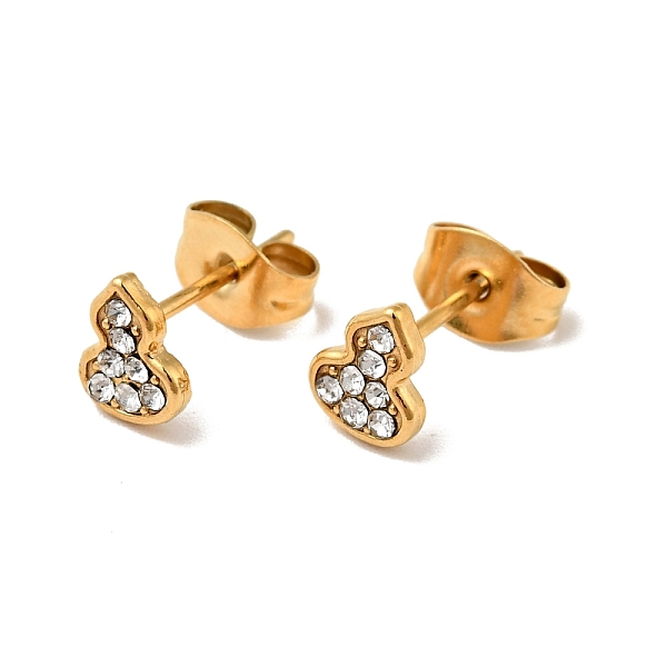 

PandaHall Rhinestone Gourd Stud Earrings with 316 Surgical Stainless Steel Pins, Gold Plated 304 Stainless Steel Jewelry for Women, Crystal..., Clear
