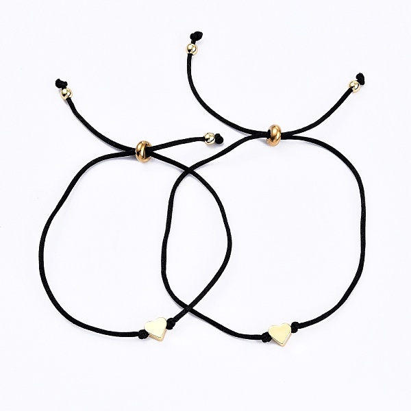 

PandaHall Mother's Day Jewelry, Mother and Daughter Adjustable Nylon Thread Slider Bracelets Sets, with Brass Beads, Heart, Golden, Black...